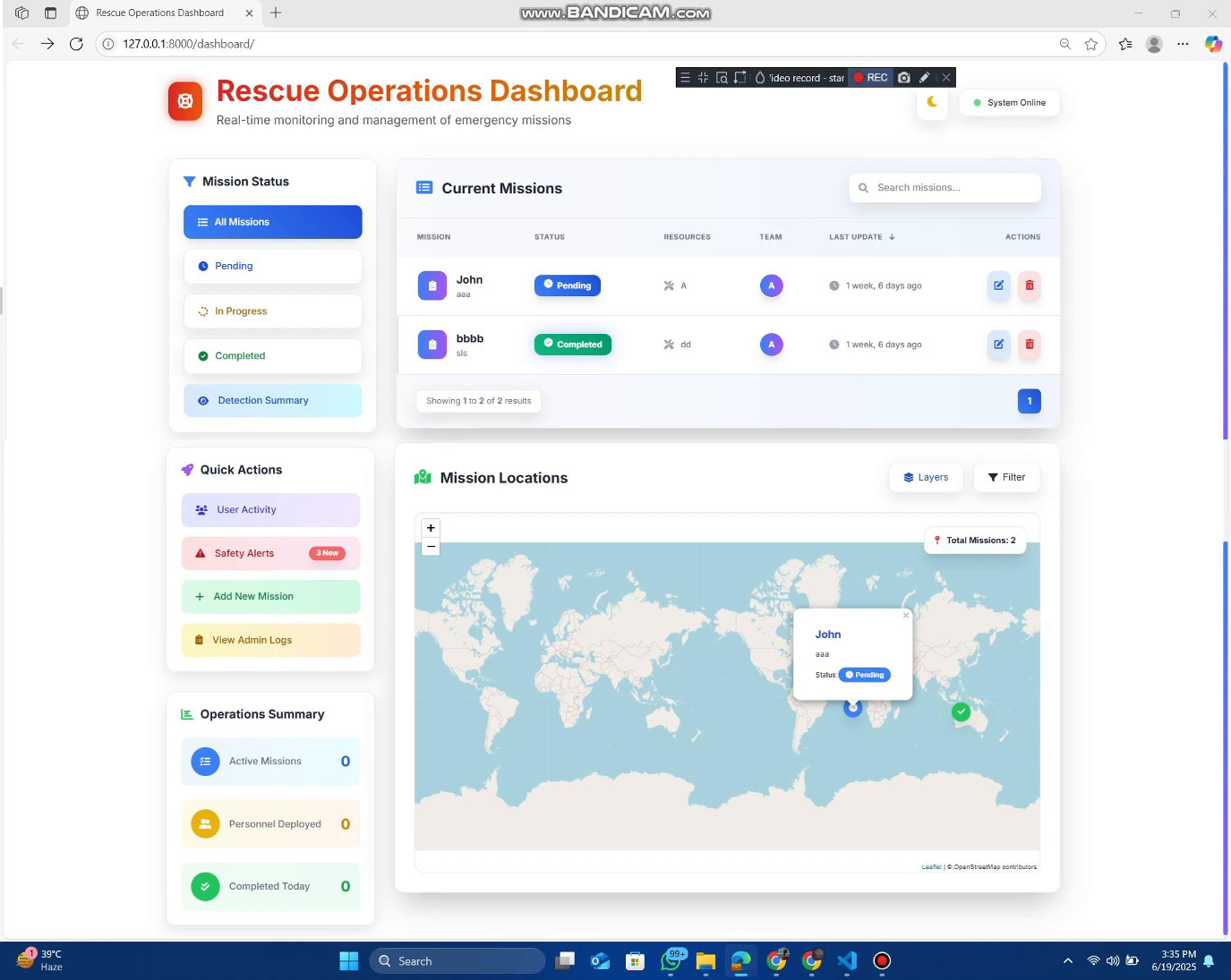 AI-SMS web dashboard screenshot